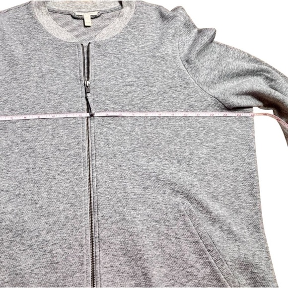 Eileen Fisher Gray Organic Cotton Knit 2 Way Zip Bomber Jacket X - Picture 8 of 13